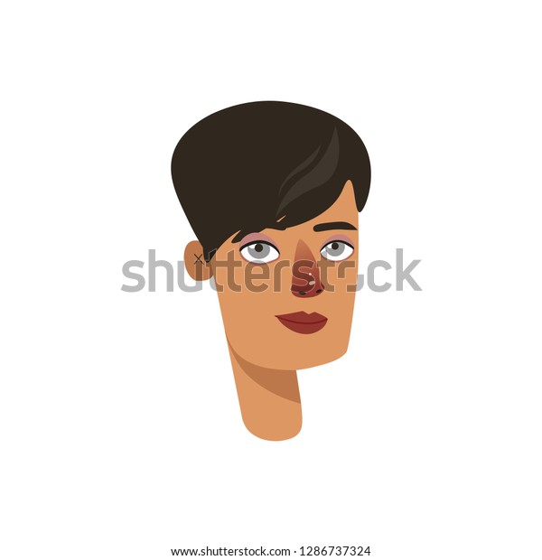 Female Short Brunette Hair Green Eyes Stock Vector Royalty Free