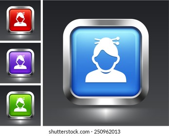 Female with Short Hair on Color Square Buttons