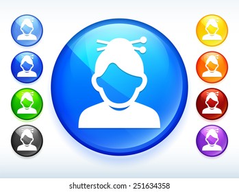 Female with Short Hair on  Color Round Buttons