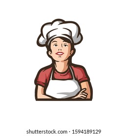 Female Shot Hair Chef Vector