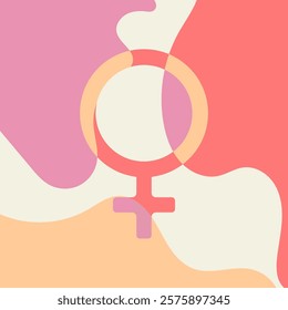 Female sign abstract flat illustration. Vector banner, background.