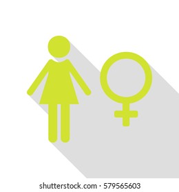 Female sign illustration. Pear icon with flat style shadow path.