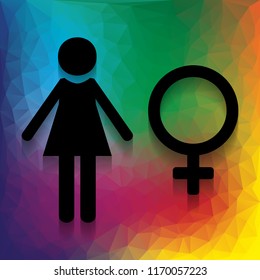Female sign illustration. Vector. Flat style black icon on white.