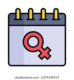 Female sign on calendar depicting concept vector of women day