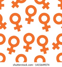 Female Sign Seamless Pattern. Venus Symbol Seamless Pattern. Girl Power.  Female Sign On White Background Isolated. Stock Vector Illustration. 