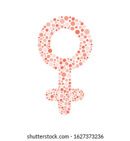 Female Sign Silhouette (Venus) decorated with red dots. Perfect for Woman's Day.