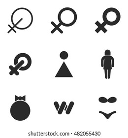 female sign  vector icons. Simple illustration set of 9 female sign elements, editable icons, can be used in logo, UI and web design