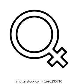 icono de línea delgada del vector de signo femenino 