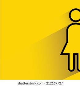 female sign yellow background, flat and shadow theme design