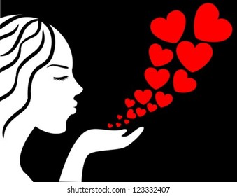 female silhouette with arms blown off Hearts