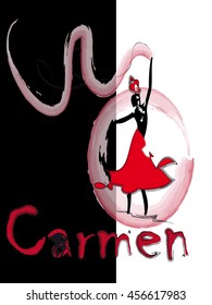 Female silhouette, ballerina, Carmen