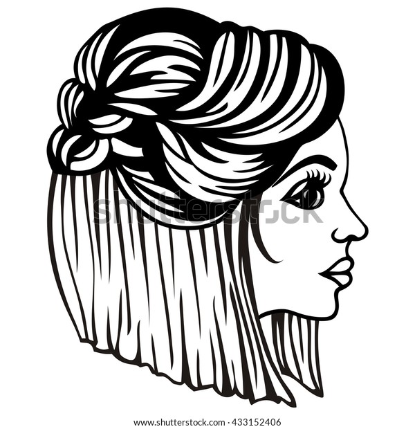 Female Silhouette Beautiful Medium Hair Braided Stock Vector (Royalty ...