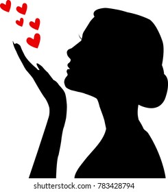 262 Female silhouette blows hearts Images, Stock Photos & Vectors ...