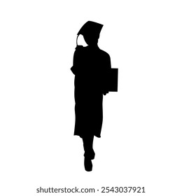 Female silhouette celebrating graduation With a bachelor's cap 