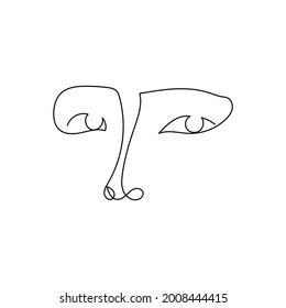 Female silhouette continuous line drawing. One line art of facial features, femininity, abstraction.