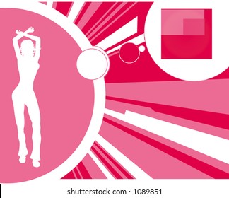Female in silhouette dancing, with background.