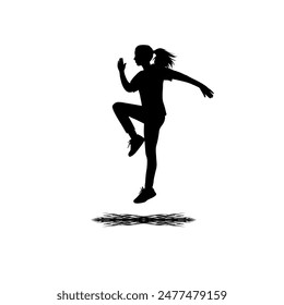 Weibliche Silhouette beim Cardio-Jumps-Vektorillustration