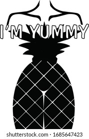 
Female silhouette in the form of pineapple. Fruit design. Fashionable print, sexy girl. Summer colors for clothes, textiles, fabrics. Vector