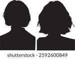 Female Silhouette Headshot Set – Messy Short Hair Portraits