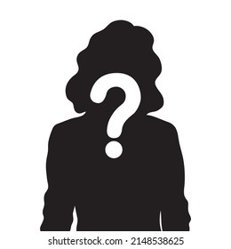 Female silhouette icon with question mark sign  ,Vector illustration