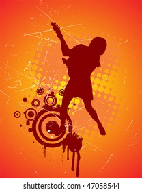 female silhouette on party background - vector