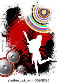 female silhouette on party background - vector