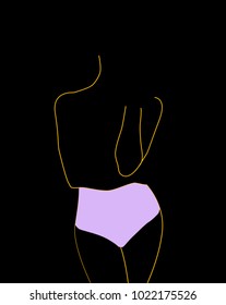 female silhouette in one line . a fit figure of a woman . woman in underwear