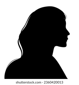 Female silhouette in profile. Side view. Print, logo, poster templates, tattoo idea, advertising, fabric print