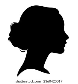 Female silhouette in profile. Side view. Print, logo, poster templates, tattoo idea, advertising, fabric print