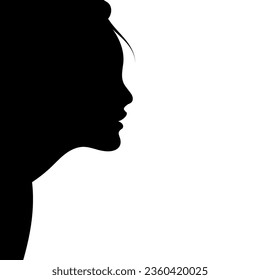 Female silhouette in profile. Side view. Print, logo, poster templates, tattoo idea, advertising, fabric print