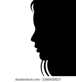 Female silhouette in profile. Side view. Print, logo, poster templates, tattoo idea, advertising, fabric print