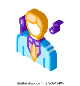 Female Silhouette Singing Song In Opera vector isometric sign. color isolated symbol illustration