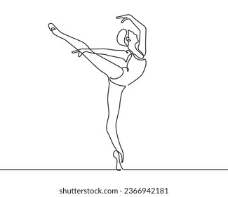 Female Silhouette Sport Pose One Line Drawing  Woman Dancer Abstract Minimal Outline Illustration  Ballet Concept Continuous One Line Drawing  Vector EPS 10  