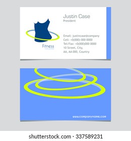 Female silhouette with symbolic dynamic ring shape for fitness & weight loss vector illustration. Business sign & business card template for fitness club, weight loss program, dietitian. Sample text.