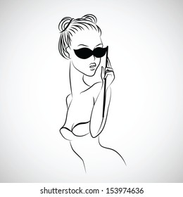 Female silhouette. Vector  illustration.