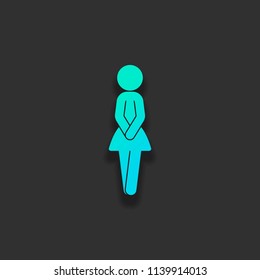 Female silhouette, woman icon. Colorful logo concept with soft shadow on dark background. Icon color of azure ocean