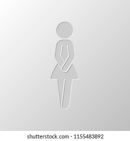 Female silhouette, woman icon. Paper design. Cutted symbol. Pitted style