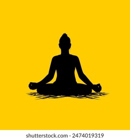 female silhouette yoga lotus movement vector illustration