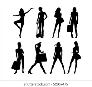 Female silhouettes in actions