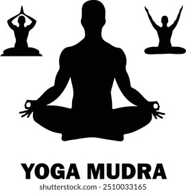 Female Silhouettes Doing Yoga Poses and Mandala Design - yoga practice silhouette	
