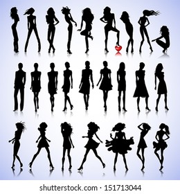 Female silhouettes on glamour background