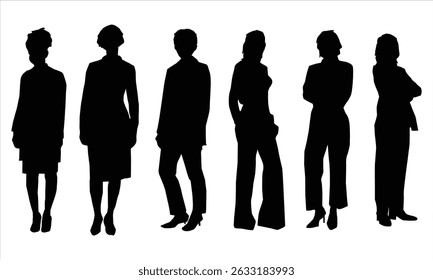 Female silhouettes vector set on white background
