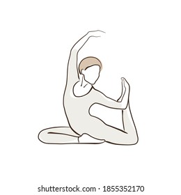 Female simple line vector illustration, yoga art, woman practicing yoga, yoga position