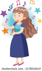 Female singer cartoon character illustration