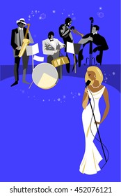 Female Singer and jazz band concert