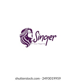 female singer logo silhouette vector illustration