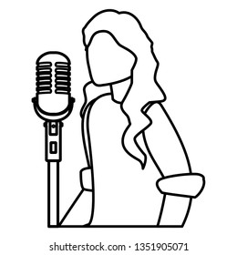 female singer with microphone character