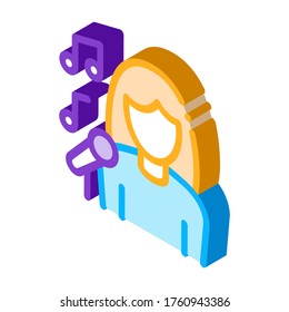 Female Singer With Microphone Sing Recital vector isometric sign. color isolated symbol illustration