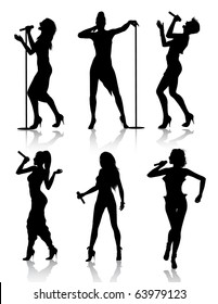 Female Singers Silhouette Set