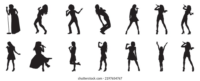 Female singers silhouette.flat vector illustration - Shutterstock ID 2197654767